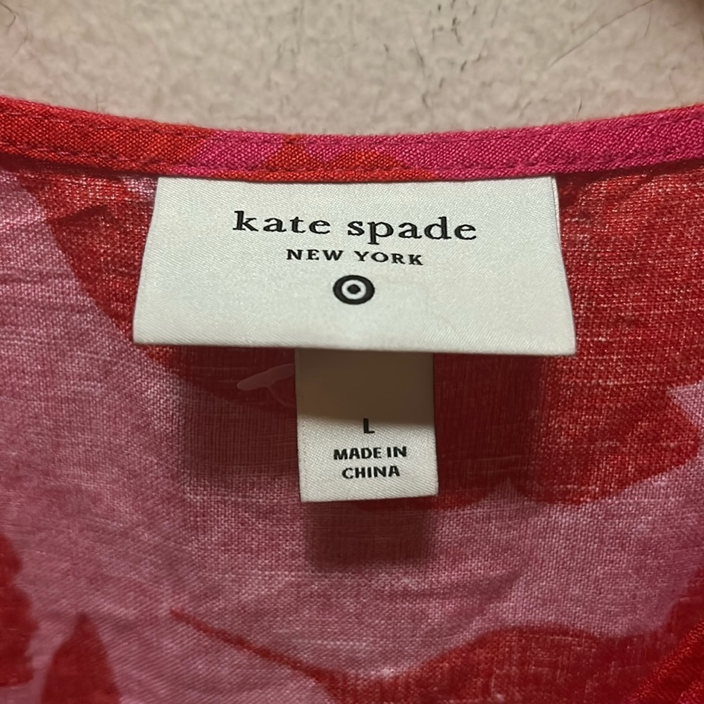 Kate Spade x Target Classic Rose Linen Midi Dress Pink/Red Size Large NWOT - Picture 10 of 12